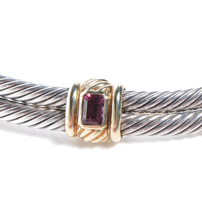 David Yurman 18k White Gold 14k Yellow Gold Pink Tourmaline Cable Choker 4 of 7