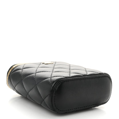 Chanel Lambskin Quilted Small Vertical Coco Beauty Vanity Case With Chain Black 4 of 10