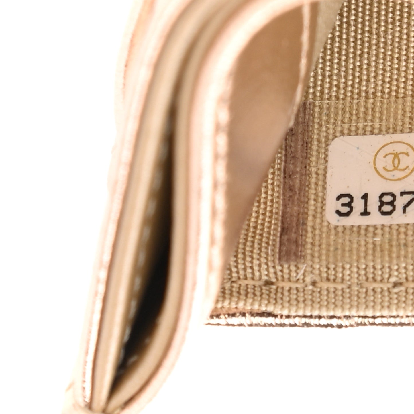 Metallic Lambskin Quilted Chanel 19 Card Holder Gold