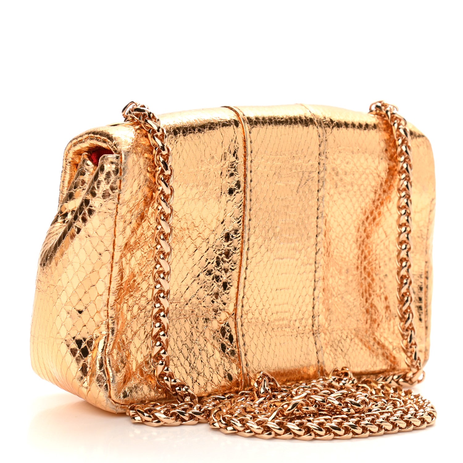 Christian Louboutin Metallic Waternsnake Crystal Mini Sweety Charity Crossbody Bag Gold 2 of 8