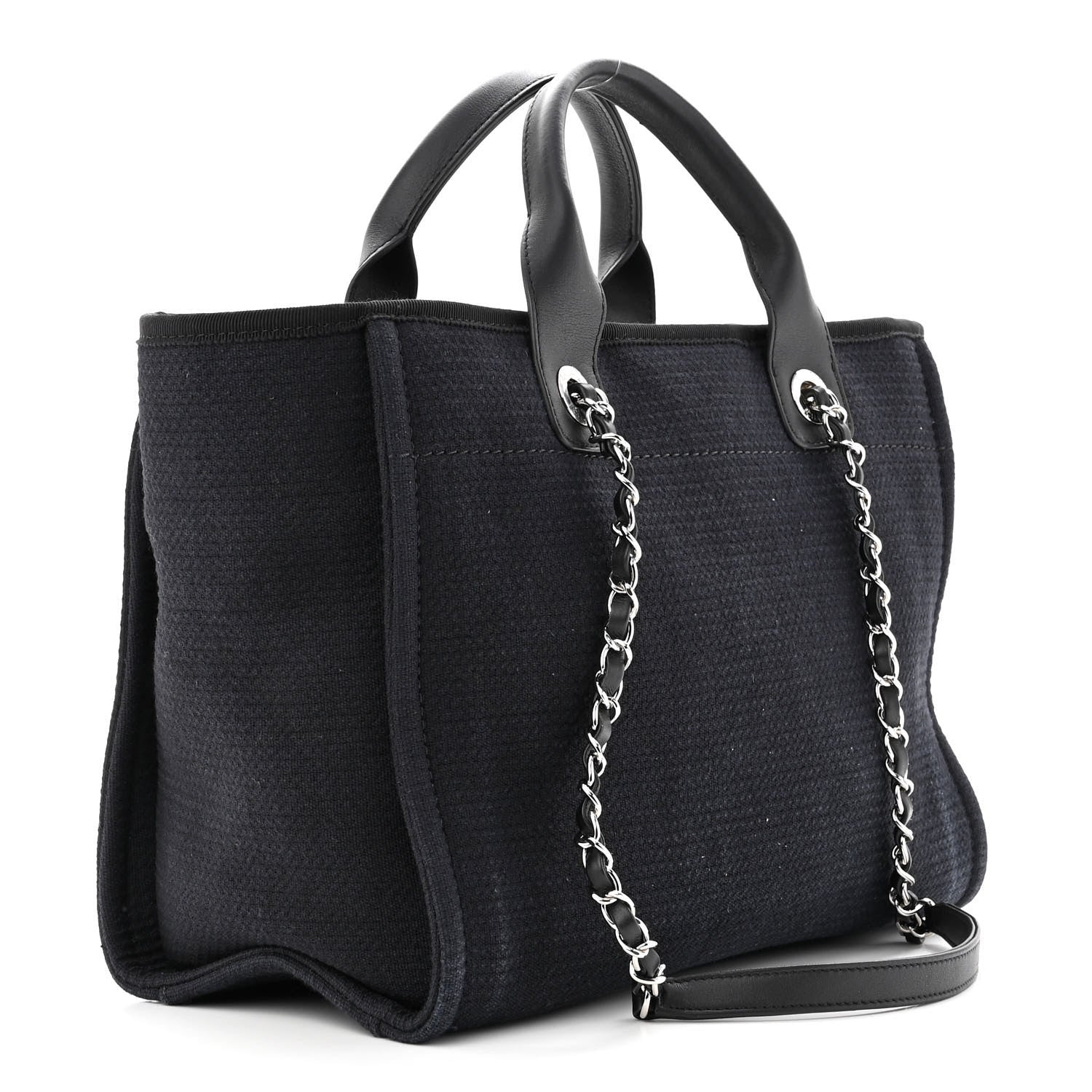 Chanel Mixed Fibers Small Deauville Tote Black 4 of 12