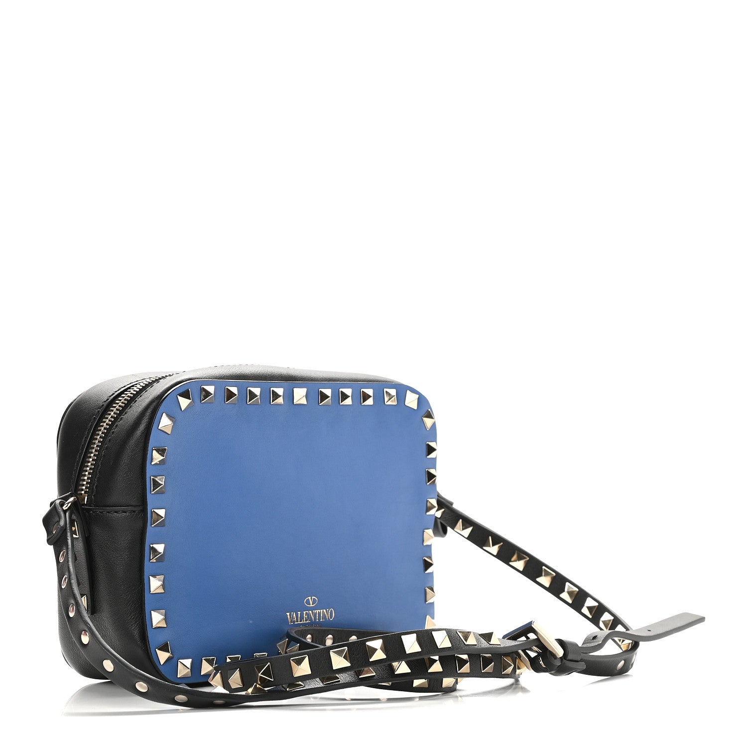 Valentino Garavani Calfskin Rockstud Camera Crossbody Bag Blue Black 3 of 8