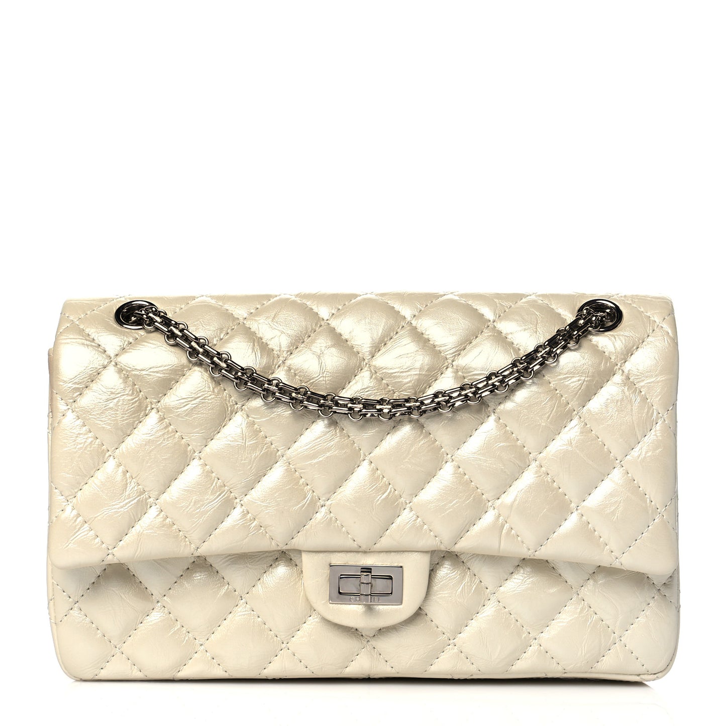Metallic Aged Calfskin Quilted 2.55 Reissue 226 Flap White