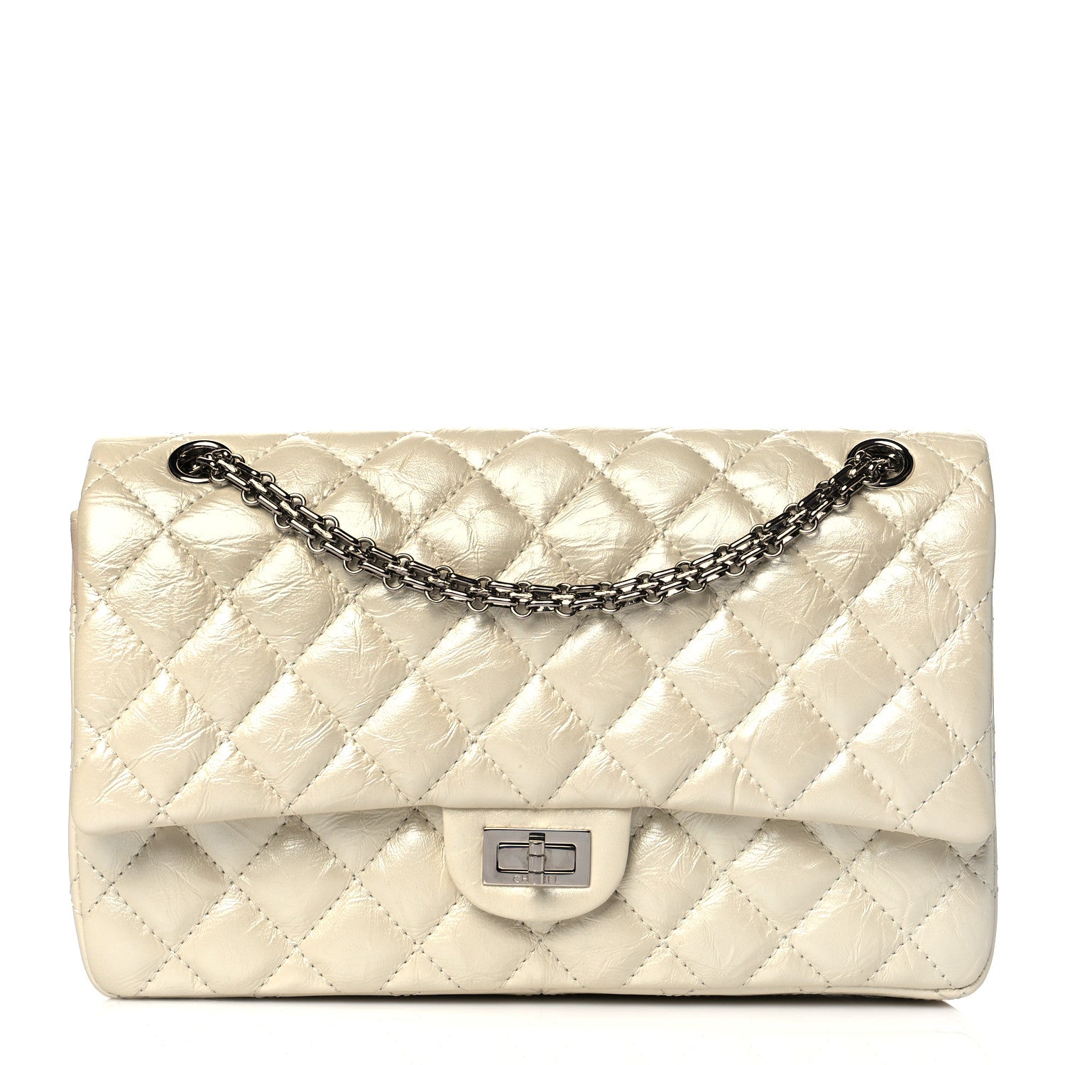 Chanel Metallic Aged Calfskin Quilted 2.55 Reissue 226 Flap White 1 of 10