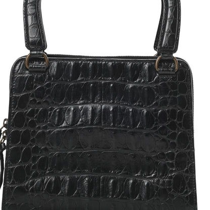 Miu Miu Calfskin Crocodile Embossed Top Handle Tote Black 8 of 12