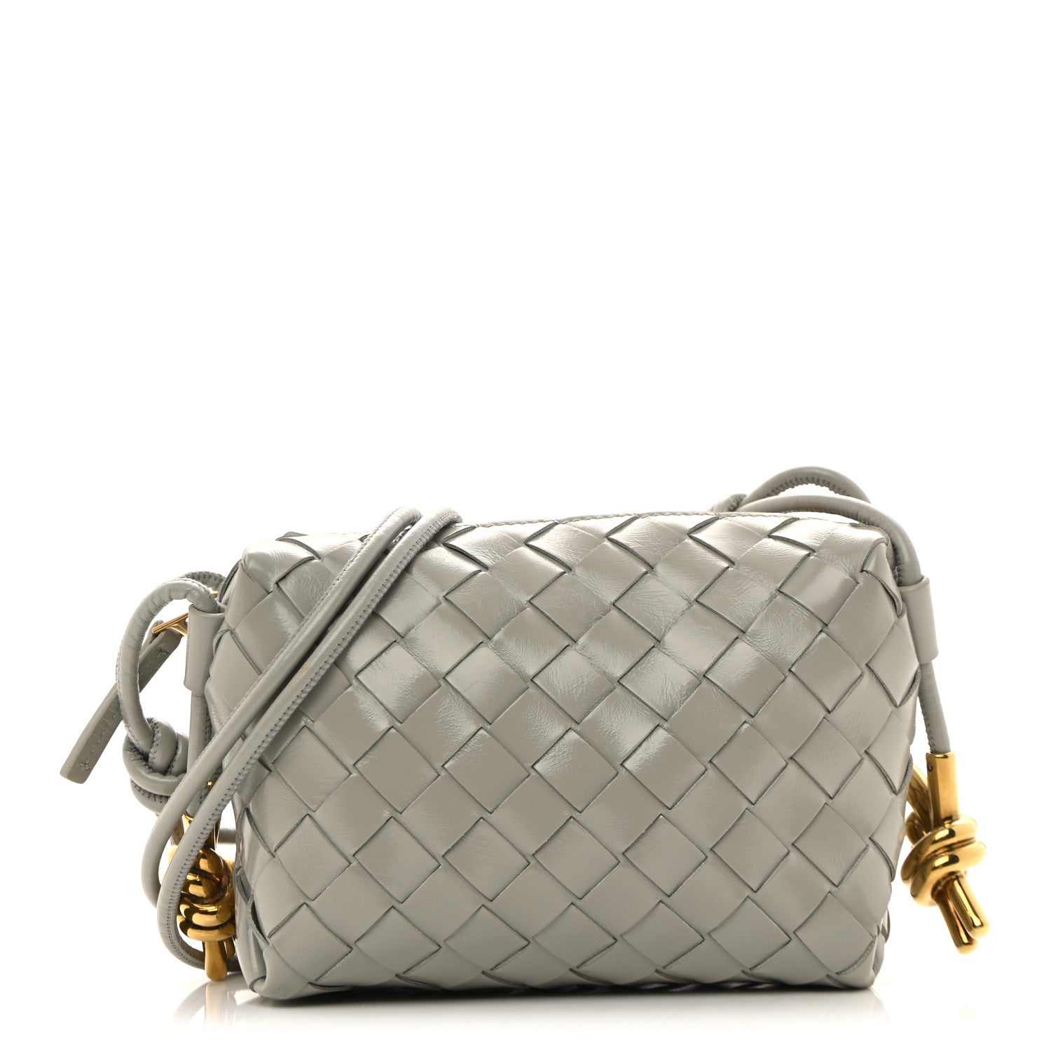 Bottega Veneta Polished Nappa Intrecciato Metallic Knot Mini Loop Camera Bag Sterling 1 of 9
