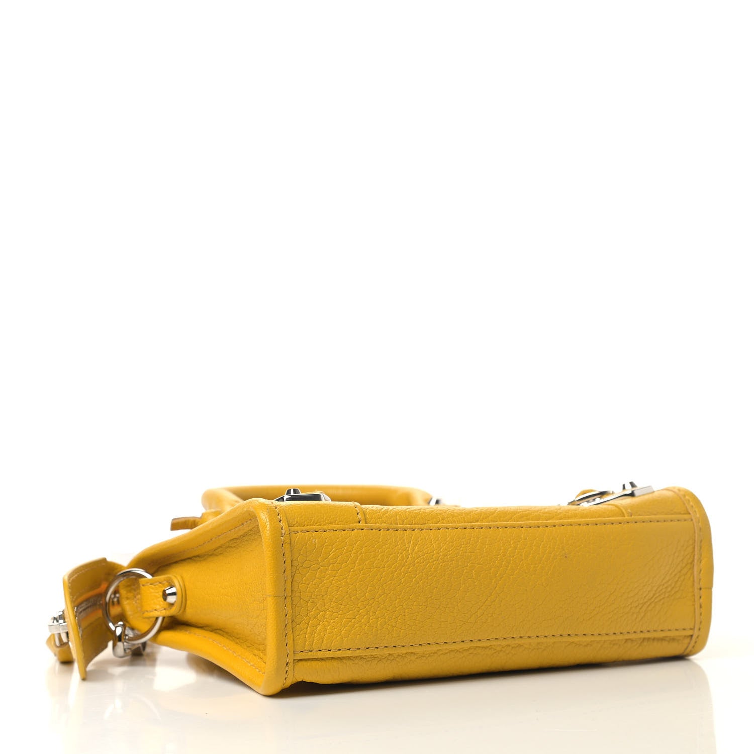 Balenciaga Chevre Silver Metallic Edge Hardware Nano City Jaune Epi 3 of 5