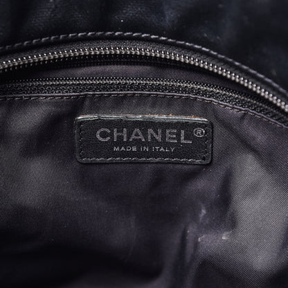 Chanel Coated Canvas Quilted Small Paris Biarritz Tote Black 7 of 9