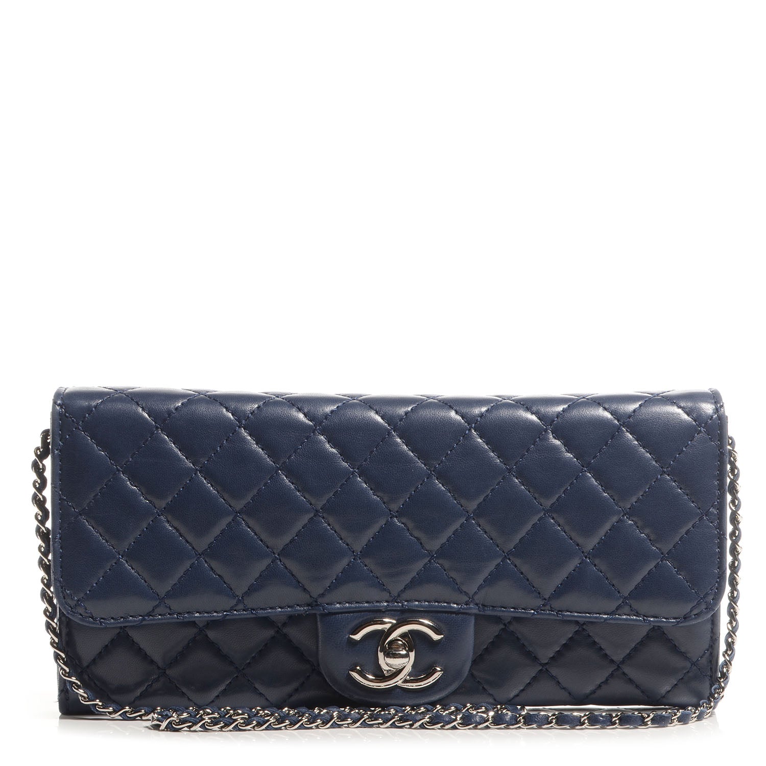 Chanel Lambskin Clutch Chain Flap Dark Blue 1 of 8