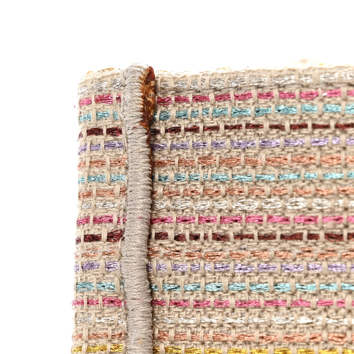 Christian Dior Canvas Embroidered Medium Stripes Book Tote Beige Multicolor 15 of 15