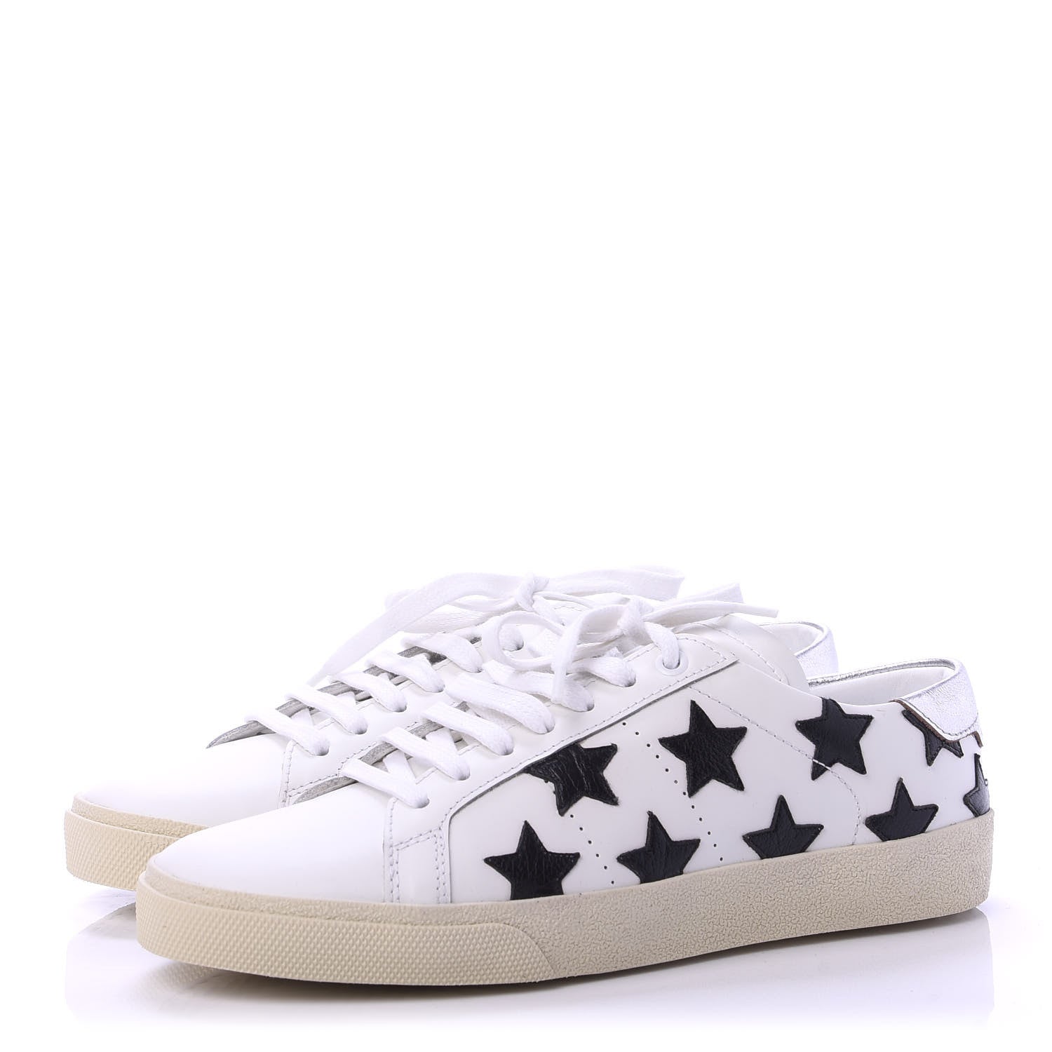 Saint Laurent Calfskin Star Court Sneakers 39 White Black 3 of 10