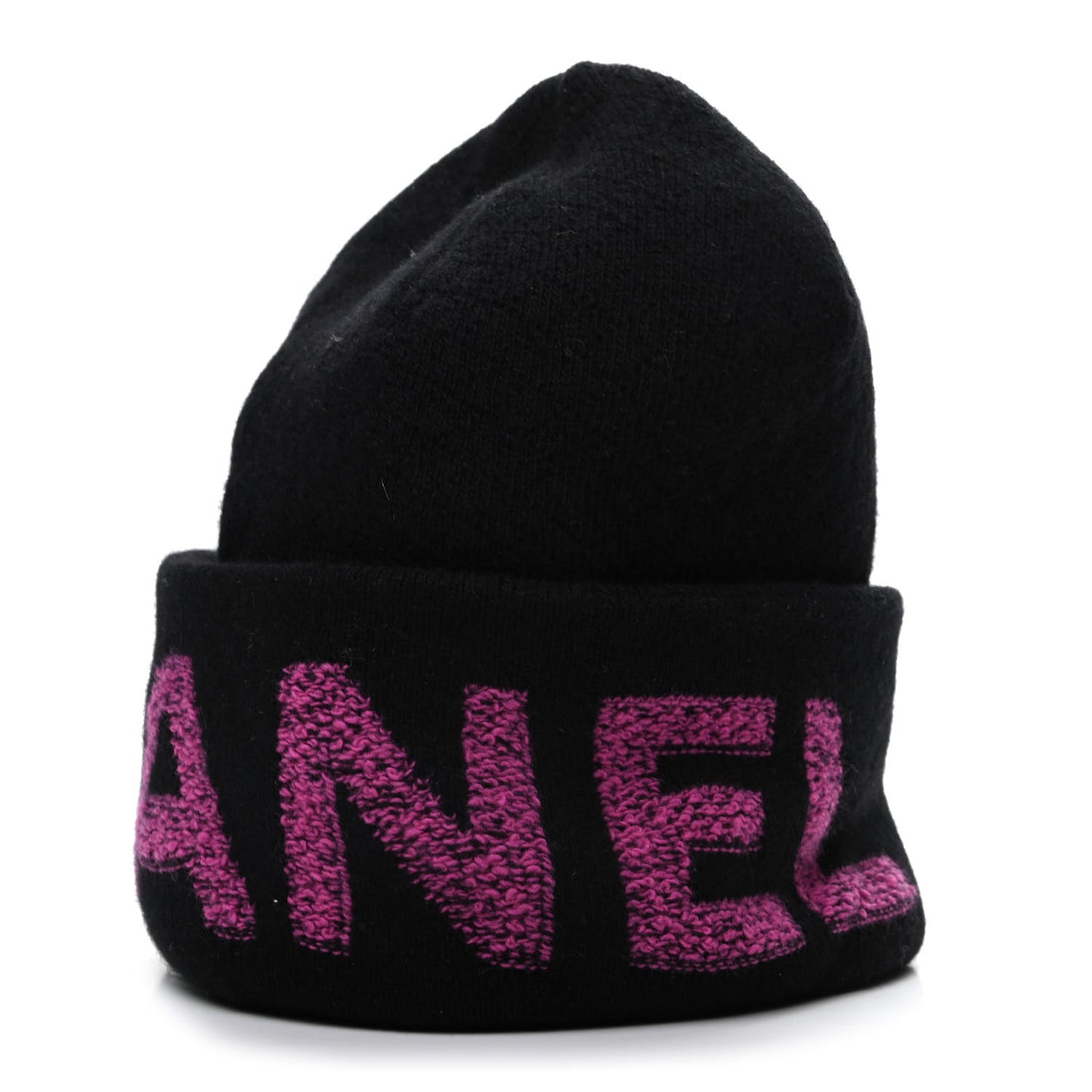 Cashmere Logo Beanie Hat Black Fuchsia