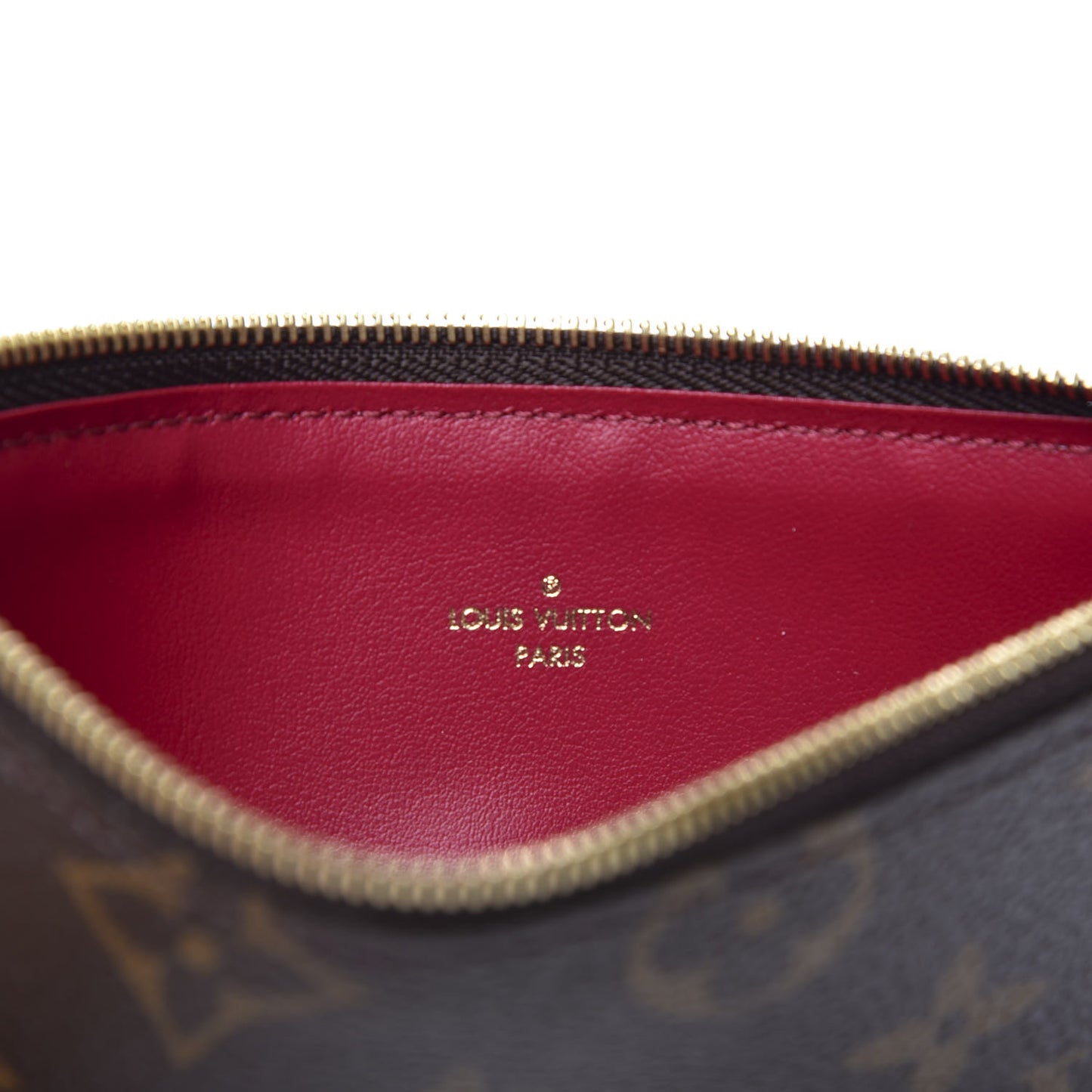 Monogram Felicie Chain Wallet Zippered Insert Fuchsia