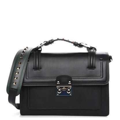 Valentino Garavani Vitello Medium Rockstud Cabana Top Handle Satchel Black 1 of 7