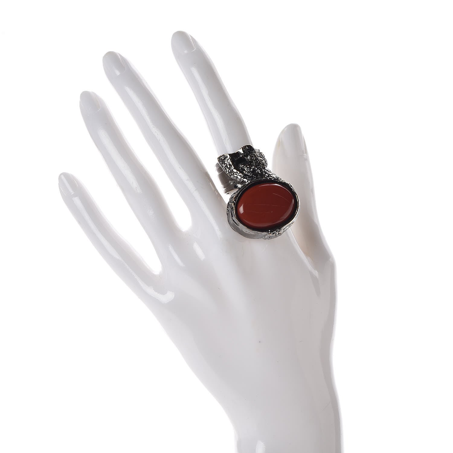 Saint Laurent Glass Cabochon Arty Ovale Ring 6 Silver 2 of 7