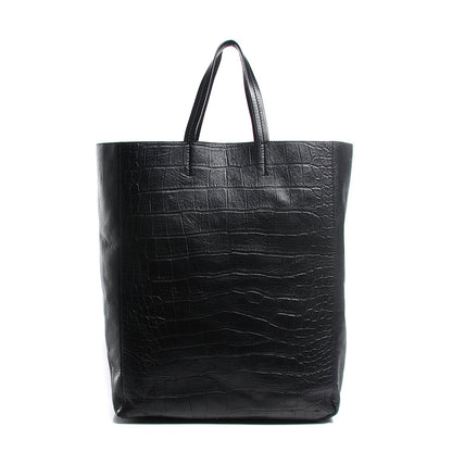 Celine Lambskin Crocodile Embossed Vertical Cabas Black 1 of 8