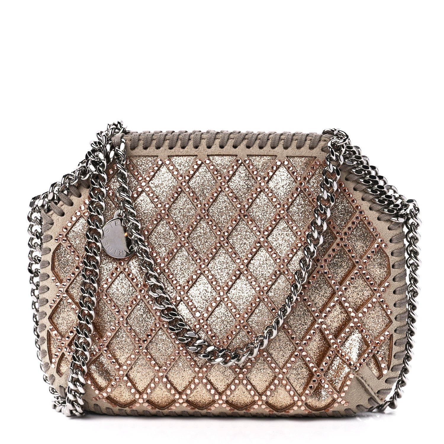 Stella McCartney Metallic Eco Alter Suede Crystal Tiny Falabella Crossbody Bag Blush 1 of 11