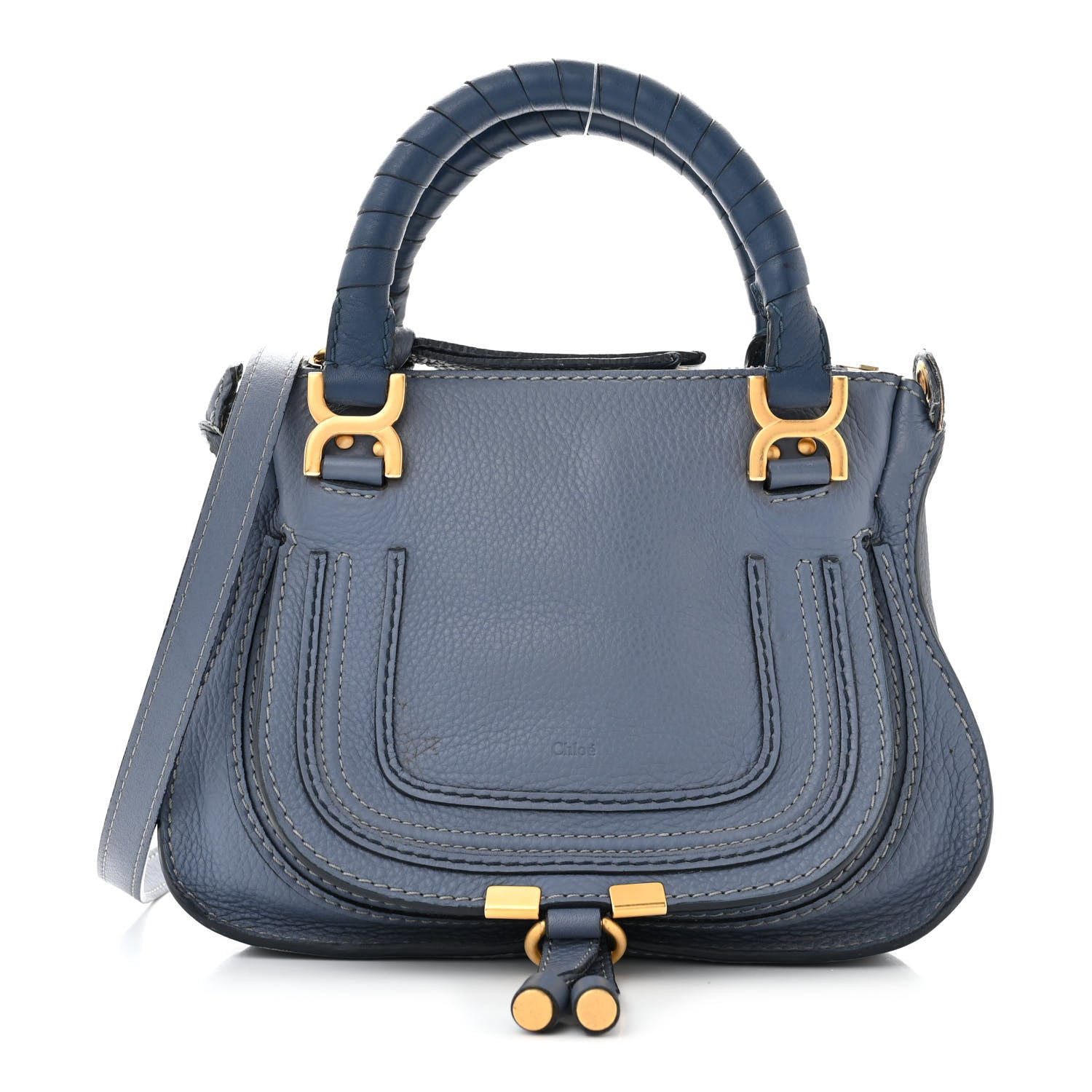 Chloe Calfskin Small Marcie Satchel Shady Cobalt 1 of 16