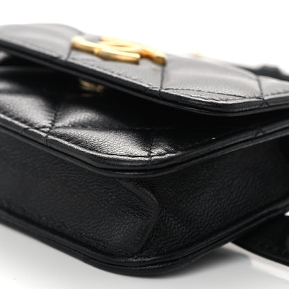 Chanel Goatskin Quilted Punk Essentials Chain Mini Flap Belt Bag Black 11 of 11