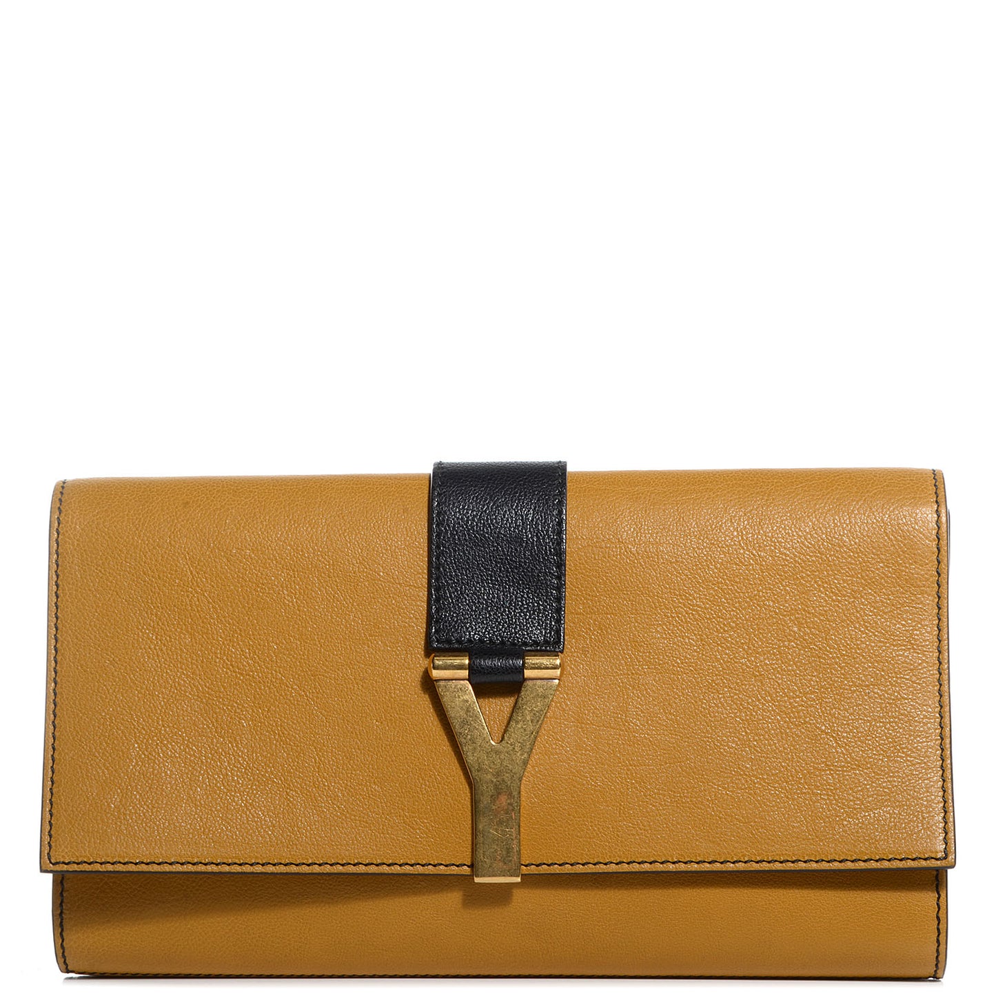 Calfskin ChYc Bi-Color Clutch Saffron Black