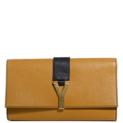 Saint Laurent Calfskin ChYc Bi-Color Clutch Saffron Black 1 of 7