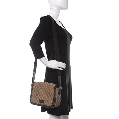 Gucci Monogram Flap Messenger Bag Beige Dark Brown 2 of 10