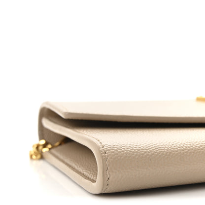 Saint Laurent Grain De Poudre Monogram Uptown Chain Wallet Dark Beige 8 of 10