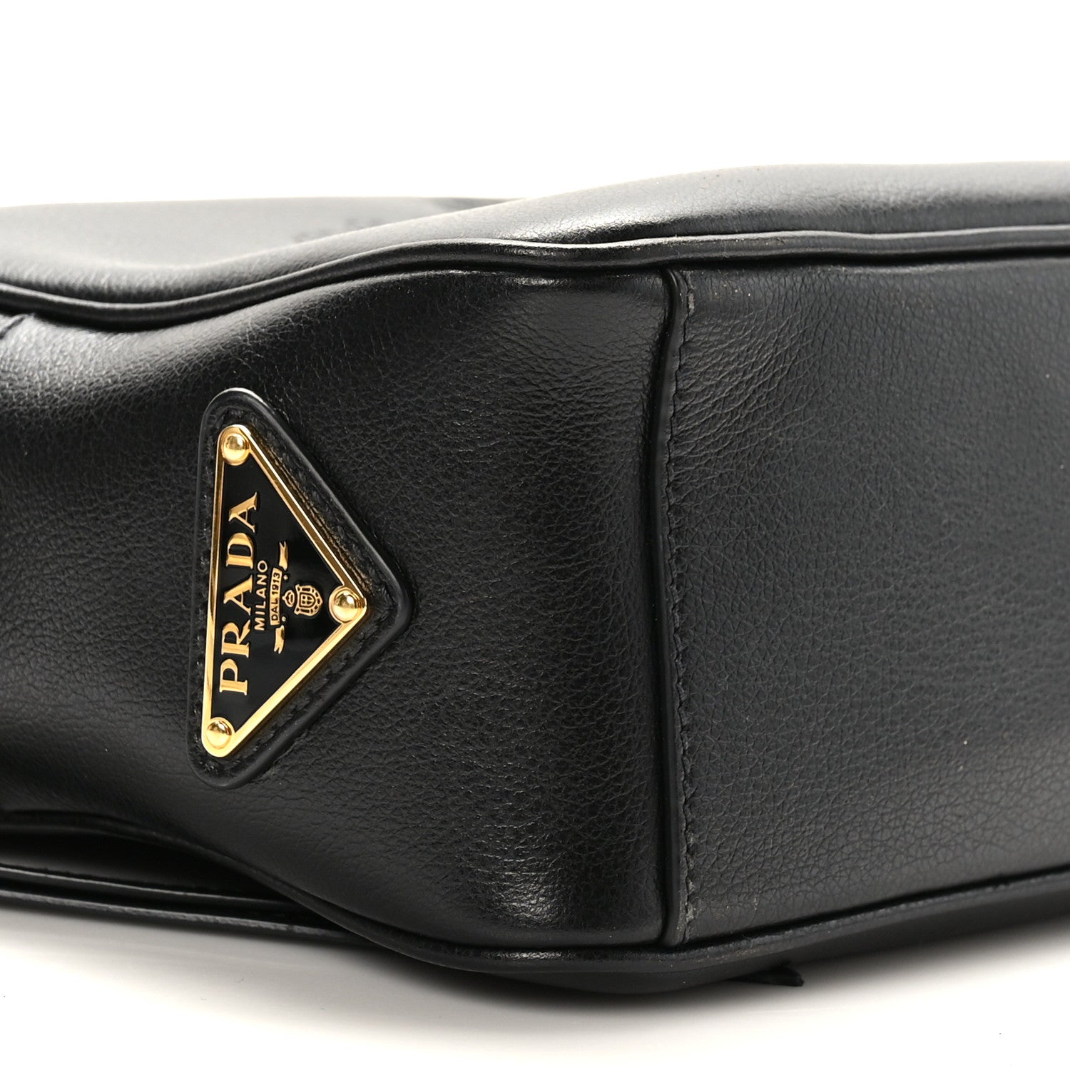 Prada Glace Calfskin Embossed Logo Crossbody Black 7 of 8