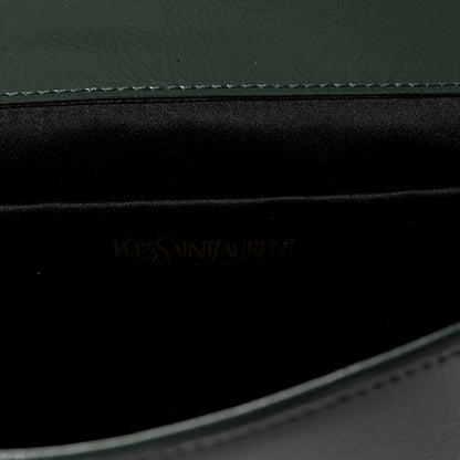 Saint Laurent Distressed Patent Small Belle De Jour Clutch Tartan Green 6 of 6