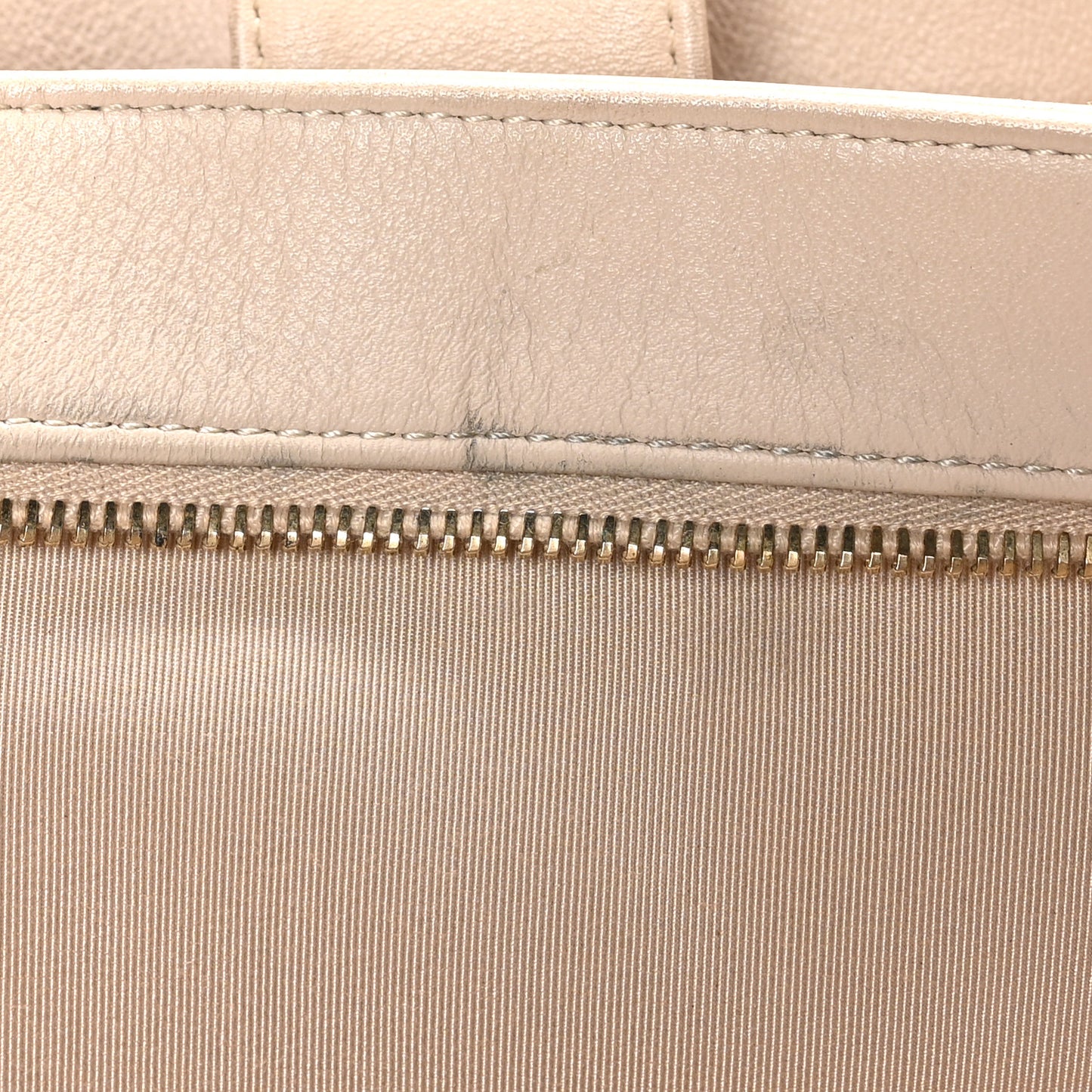 Calfskin Elaphe Stitched Large Chevron Chic Shopping Bag Beige
