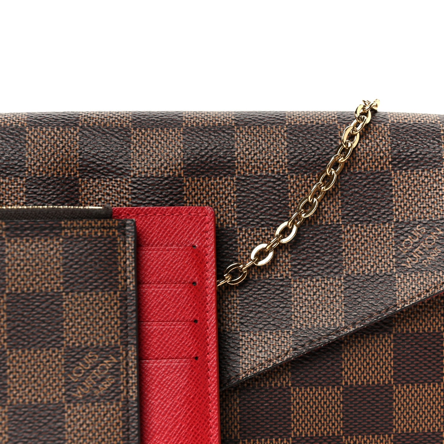 Louis Vuitton Damier Ebene Pochette Felicie Chain Wallet 12 of 16