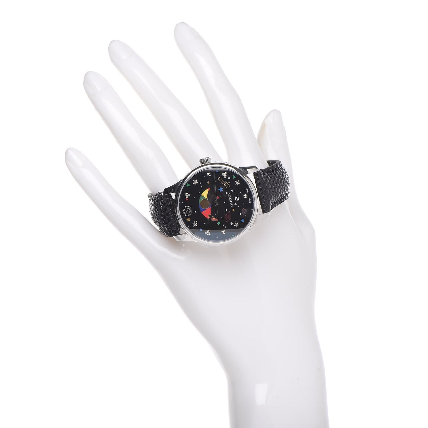 Stainless Steel Lizard 38mm G-Timeless Moonphase Star Planet Quartz Watch Black