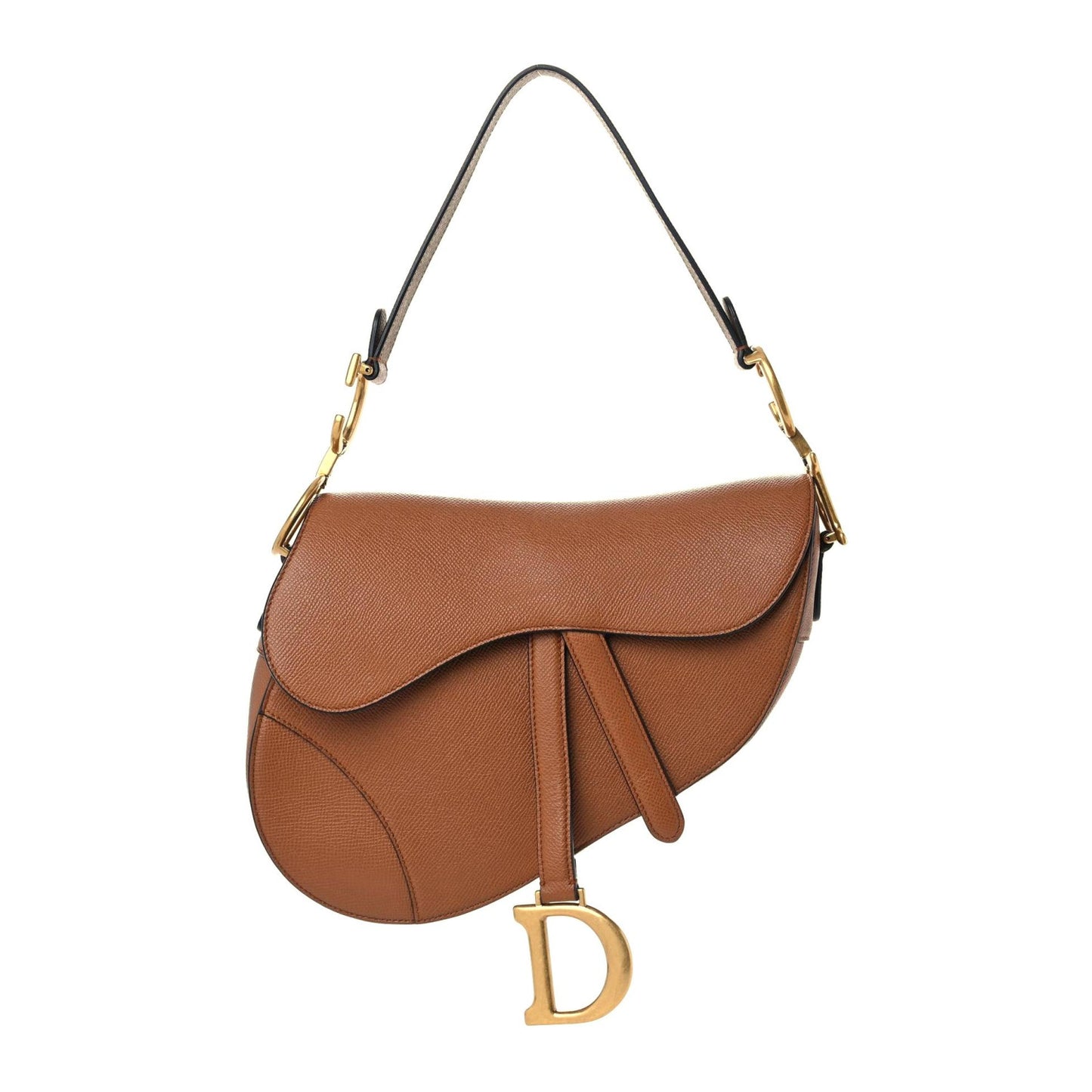 Grained Calfskin Saddle Bag Camello
