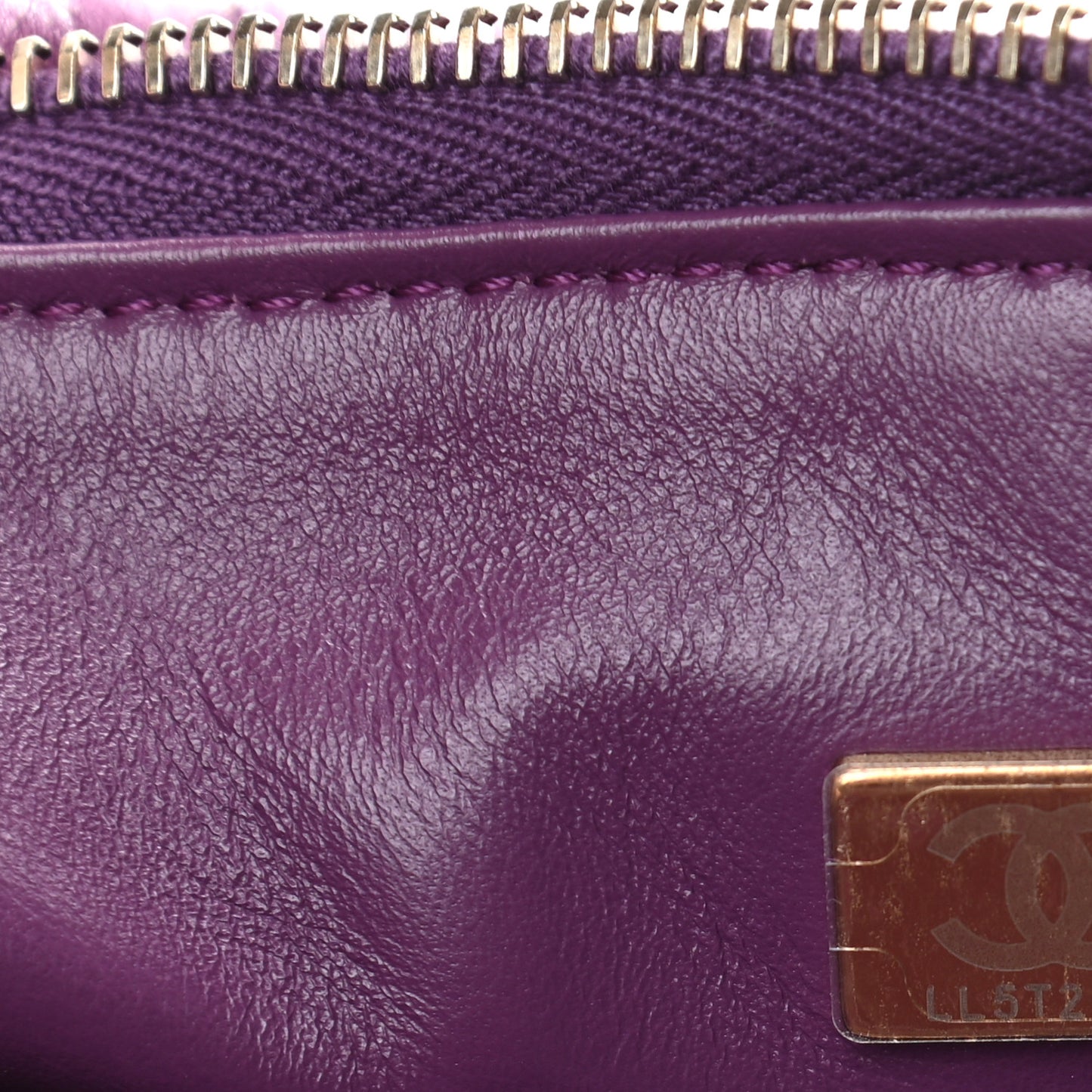 Shearling Lambskin Quilted Small Vanity Case Purple