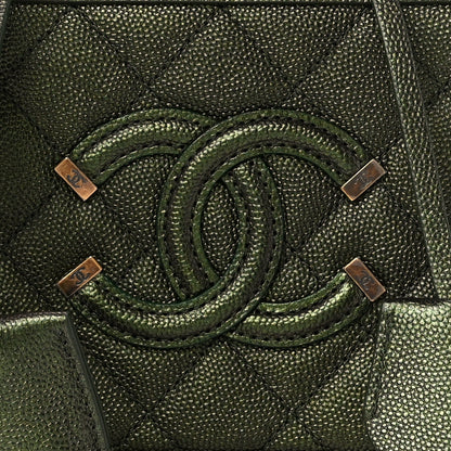 Chanel Iridescent Caviar Quilted Small CC Filigree Vanity Case Green 9 of 11