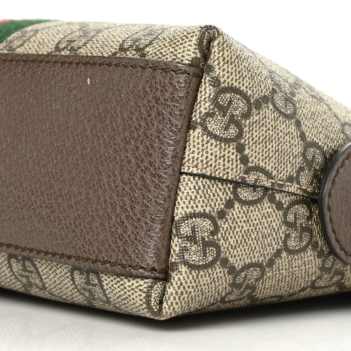 GG Supreme Monogram Textured Dollar Calfskin Web Small Ophidia Dome Shoulder Bag Beige Ebony New Acero