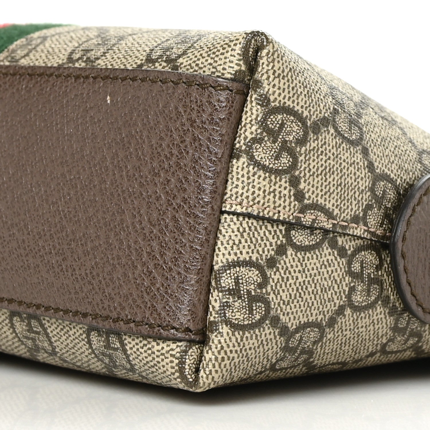 Gucci GG Supreme Monogram Textured Dollar Calfskin Web Small Ophidia Dome Shoulder Bag Beige Ebony New Acero 9 of 9