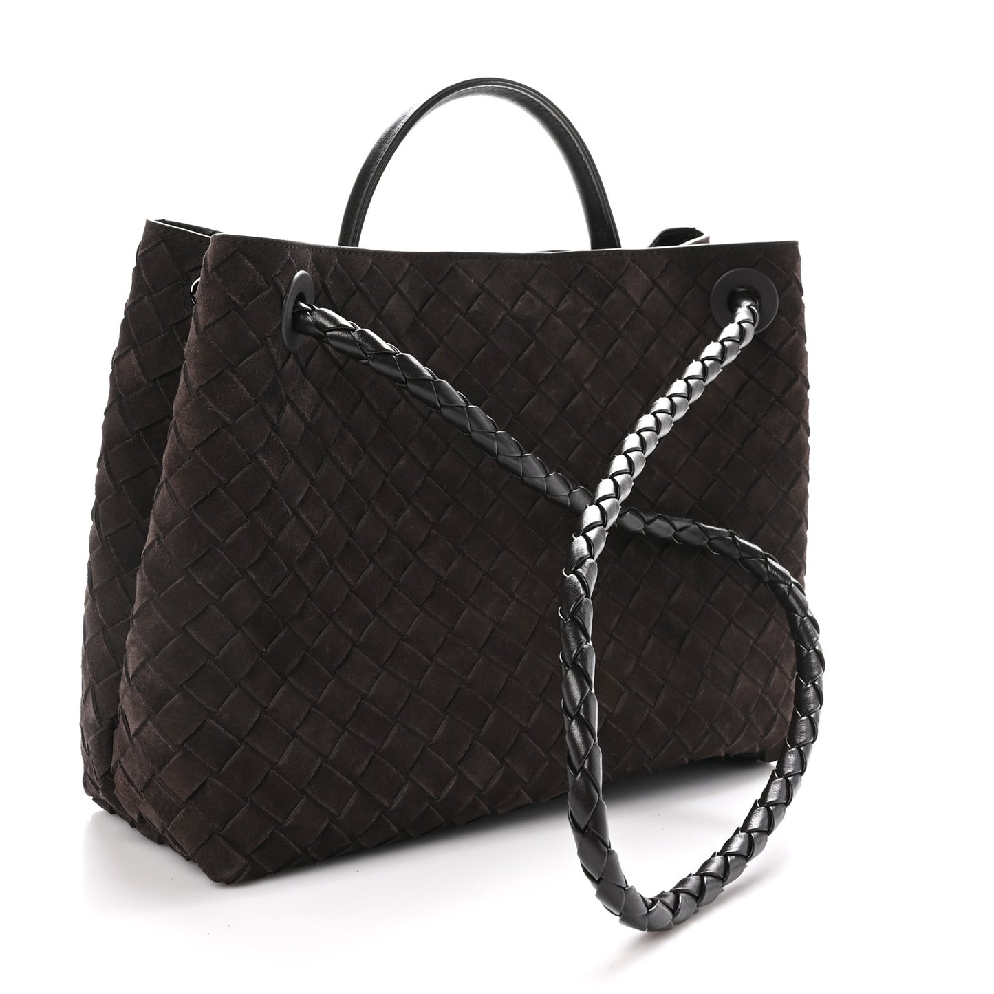 Suede Intrecciato Medium Andiamo Shoulder Bag Fondant