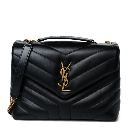 Saint Laurent Calfskin Y Quilted Monogram Small Loulou Chain Satchel Black 1 of 11