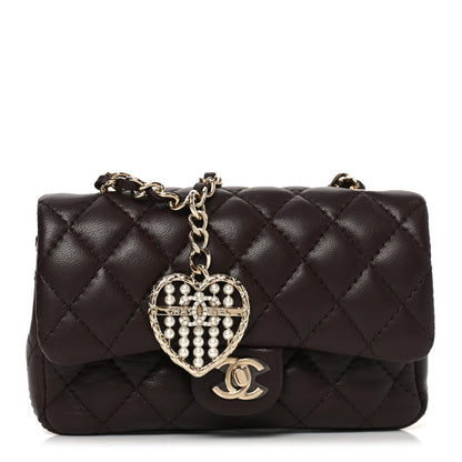 Chanel Lambskin Quilted Mini Double Flap With Hook Dark Brown 1 of 11