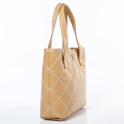 Chanel Leathter Contrast Stitch Small Surpique Tote 3 of 10