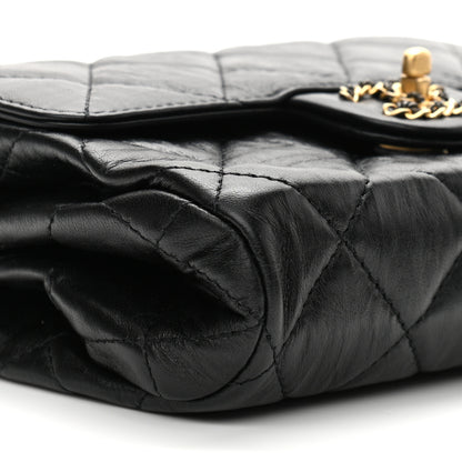 Chanel Crumpled Calfskin Quilted Square Flap Black 9 of 11