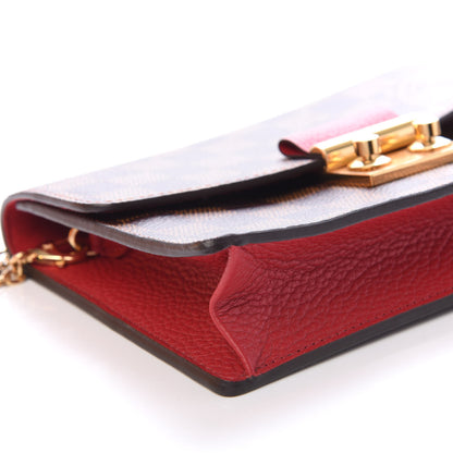 Louis Vuitton Damier Ebene Croisette Chain Wallet Scarlet 8 of 10