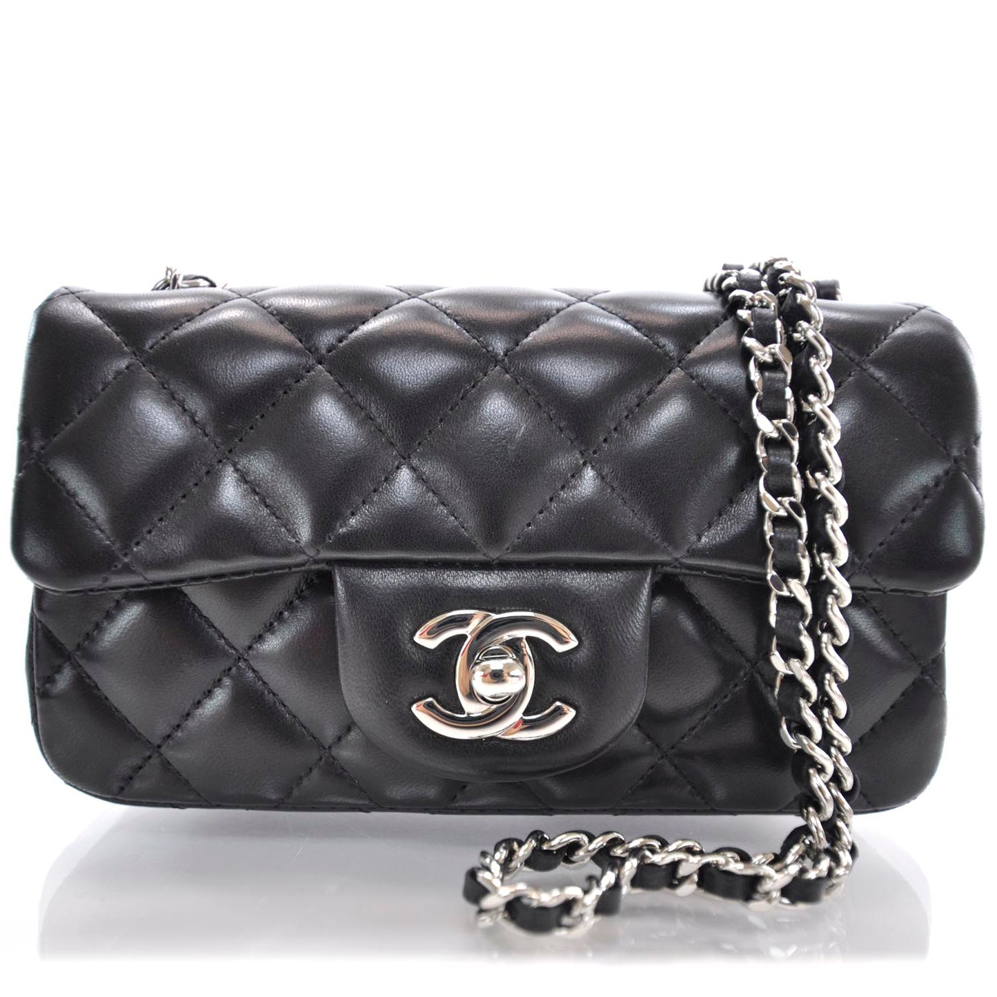 Lambskin Quilted Extra Mini Flap Black