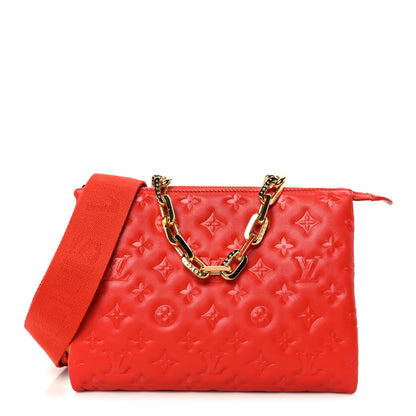 Louis Vuitton Lambskin Embossed Monogram Coussin PM Red 1 of 10