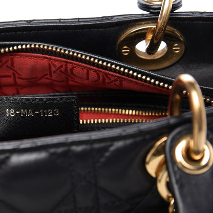 Christian Dior Lambskin Cannage Medium Lady Dior Black 9 of 9