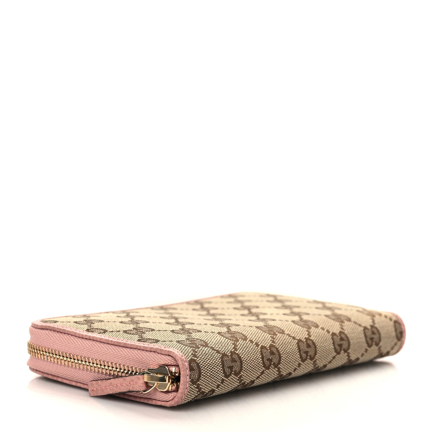 Monogram Dollar Calfskin Zip Around Wallet Beige Ebony Soft Pink