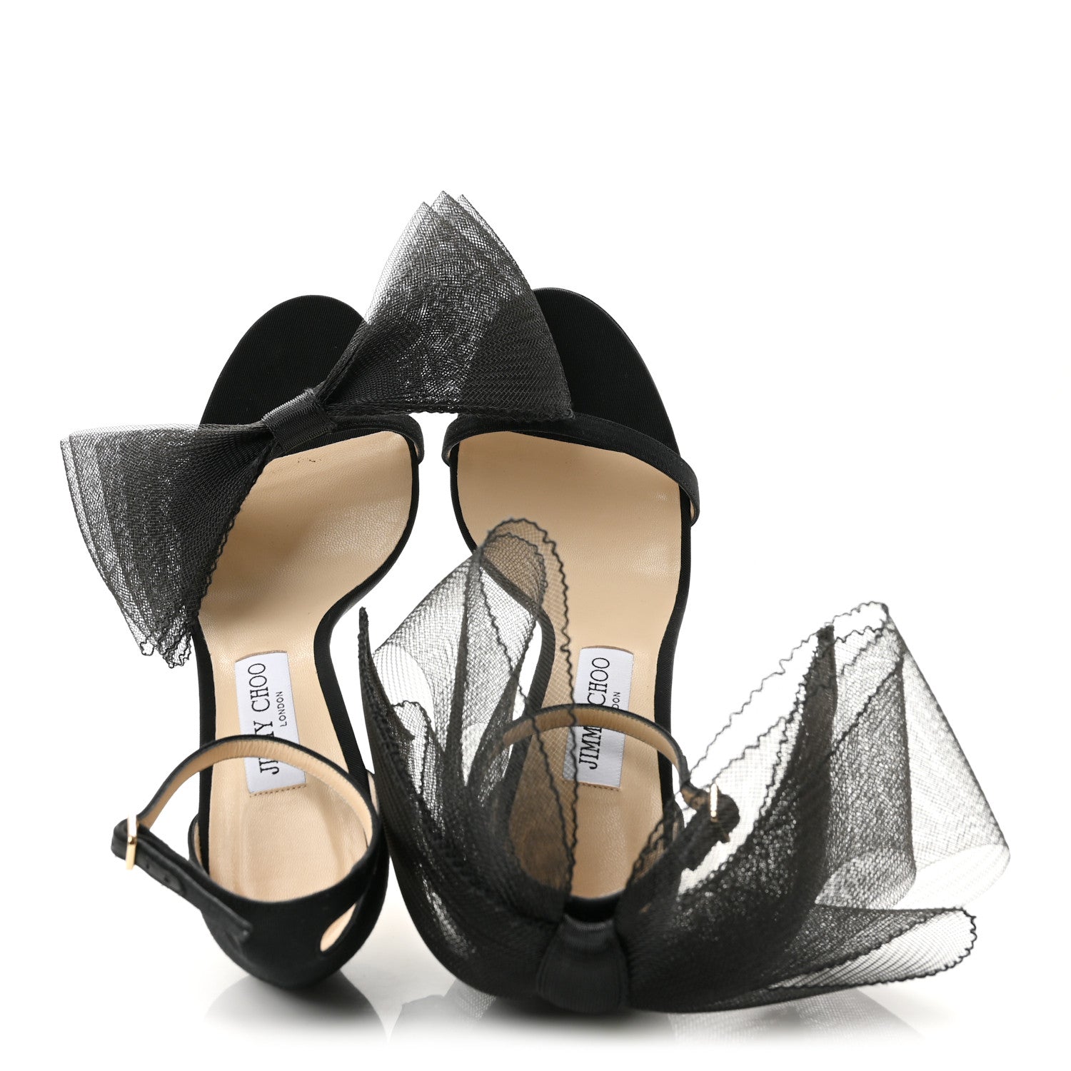 Jimmy Choo Grosgrain Aveline Bow 100 Sandals 40 Black 2 of 8