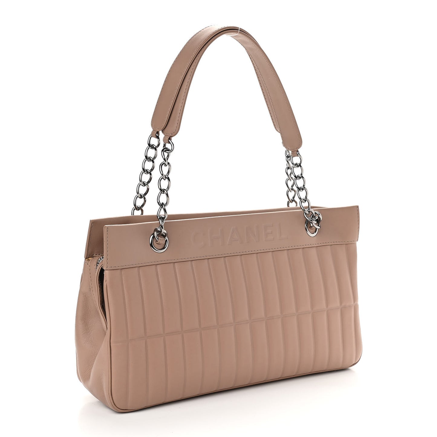 Calfskin Vertical Quilted Lax East West Shoulder Bag Beige