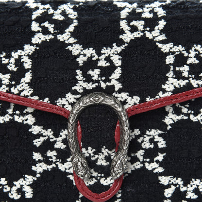 Gucci Tweed GG Monogram Mini Dionysus Chain Wallet Black White Romantic Cherry 10 of 10
